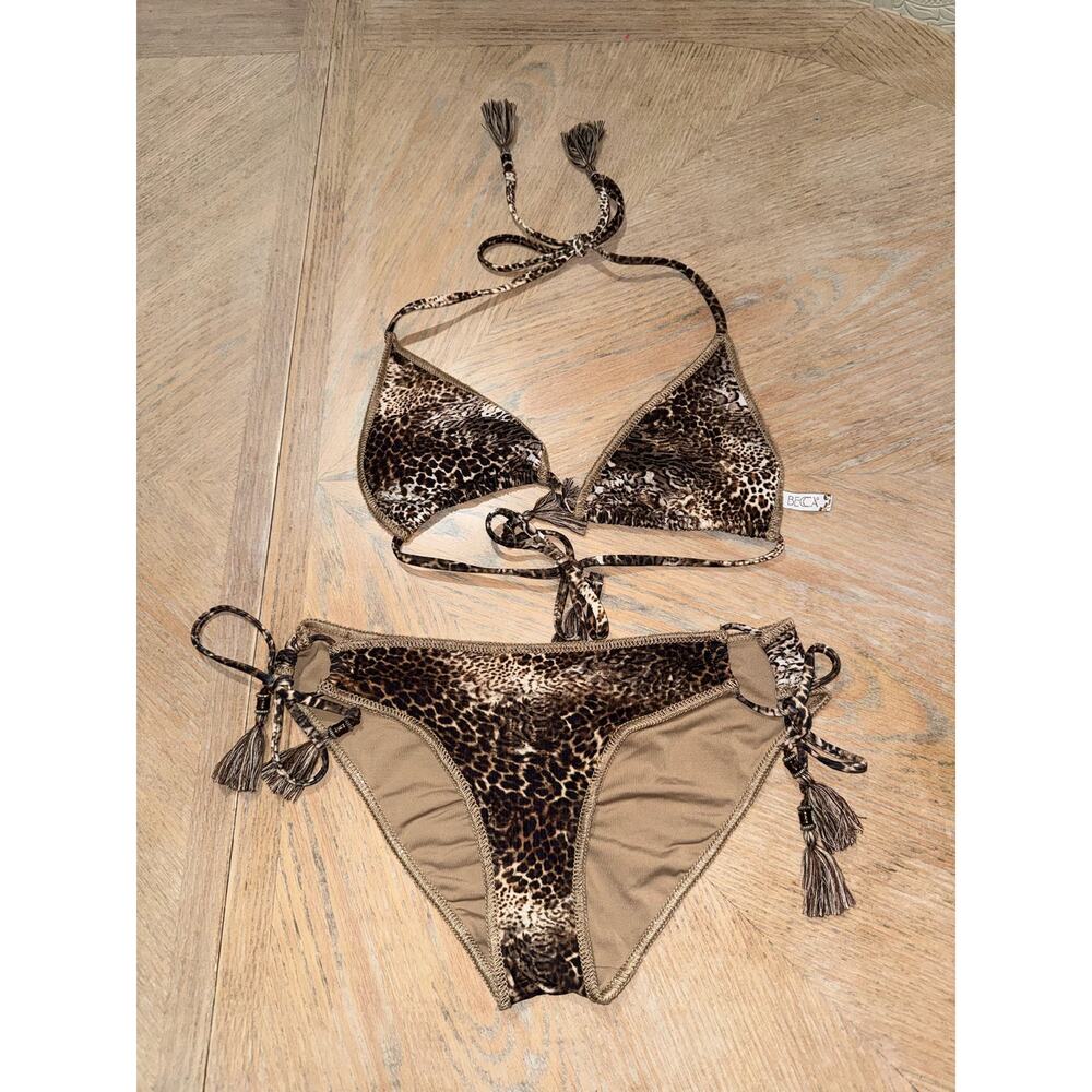 Becca by Rebecca virtue perfection cheetah print triangle bikini size medium
